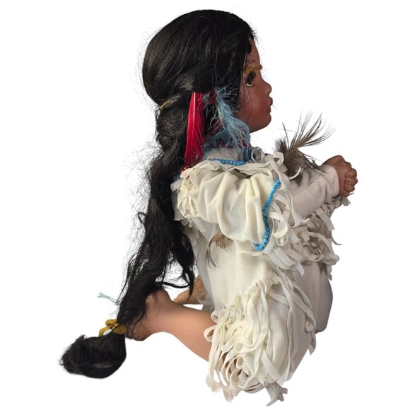 Praying Doll Native American Indian 2001 VTG Porcelain Kelly J RuBert Feathers - Picture 8 of 15